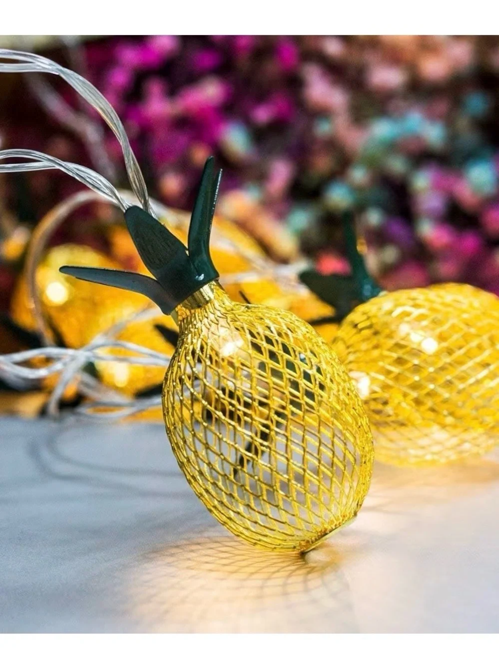 Pineapple String Lights - Decorative 20 LED Metal Bulbs